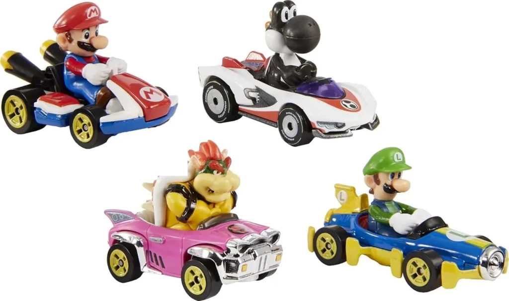 Hot Wheels Mario Kart Characters & Karts Die Cast 4 Pack
