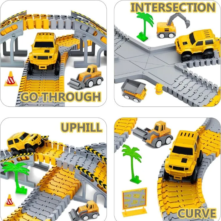 Kids Toys 253 Piece Construction Race Tracks Toy