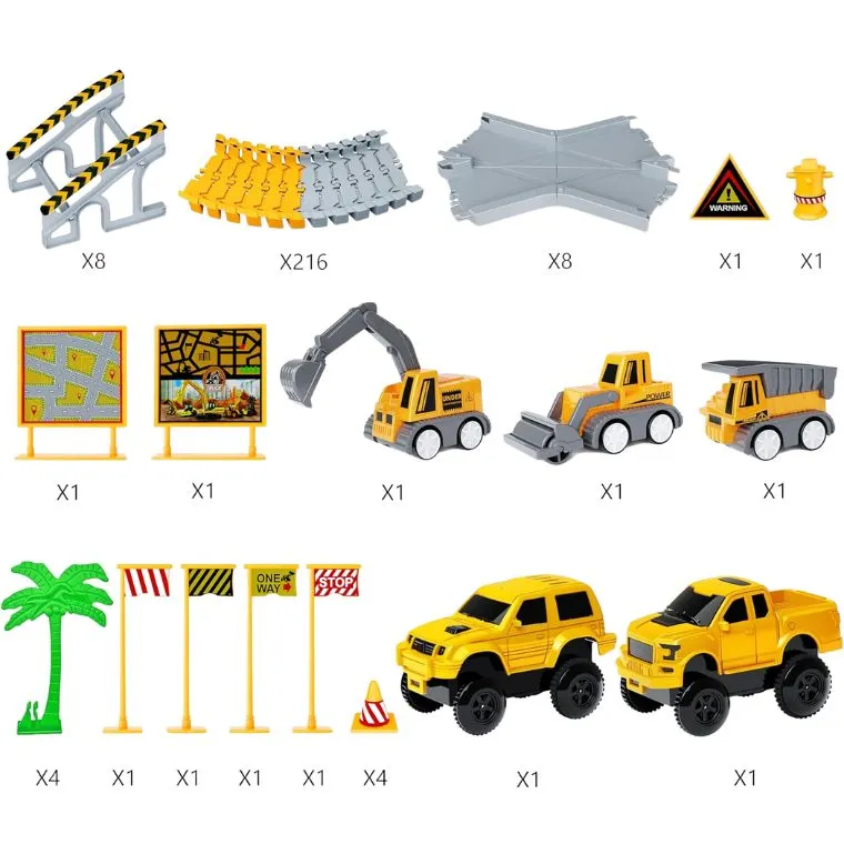 Kids Toys 253 Piece Construction Race Tracks Toy