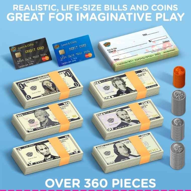 Pocket Money Toys: Realistic Play Money Set for Kids Learning and Fun