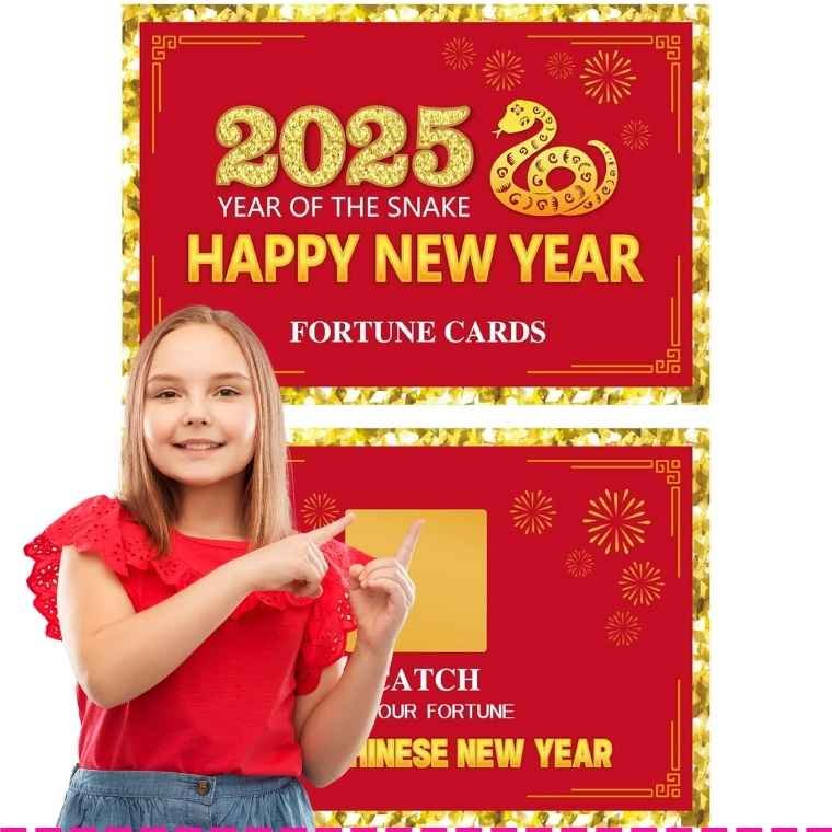 Ellzk 30 Count Chinese New Year 2025 Scratch-Off Fortune Cards are perfect for Year of the Snake celebrations