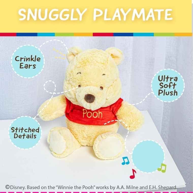Kids Preferred Disney Baby Winnie the Pooh Stuffed Animal with Jingle and Crinkle (12”)
