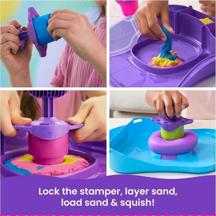 Kinetic Sand SquishMotion Playset with 1lb Pink, Yellow