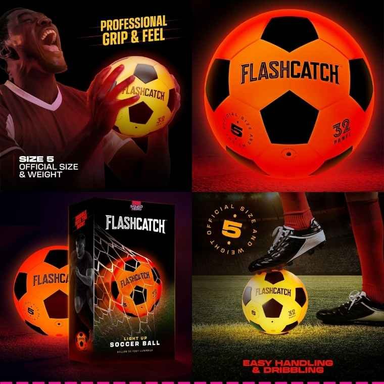 FlashCatch Light-Up Soccer Ball | Glow-in-the-Dark Soccer Ball for Kids & Teens (Ages 8-15+)