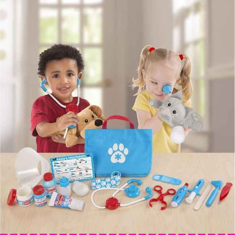 Melissa & Doug Examine and Treat Pet Vet Play Set is a 24-piece veterinary kit designed