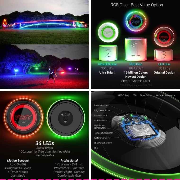 TOSY Flying Disc Review | 16 Million Color RGB or 36 LED Light-Up Frisbee – Rechargeable, Waterproof & Ultimate-Ready