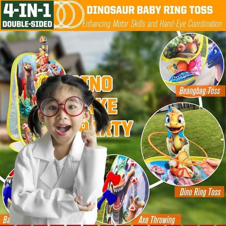 4-in-1 Dinosaur Toss Game is a fun outdoor activity for kids aged 3-5